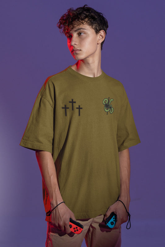 Mens Oversized Faith Community Army Green