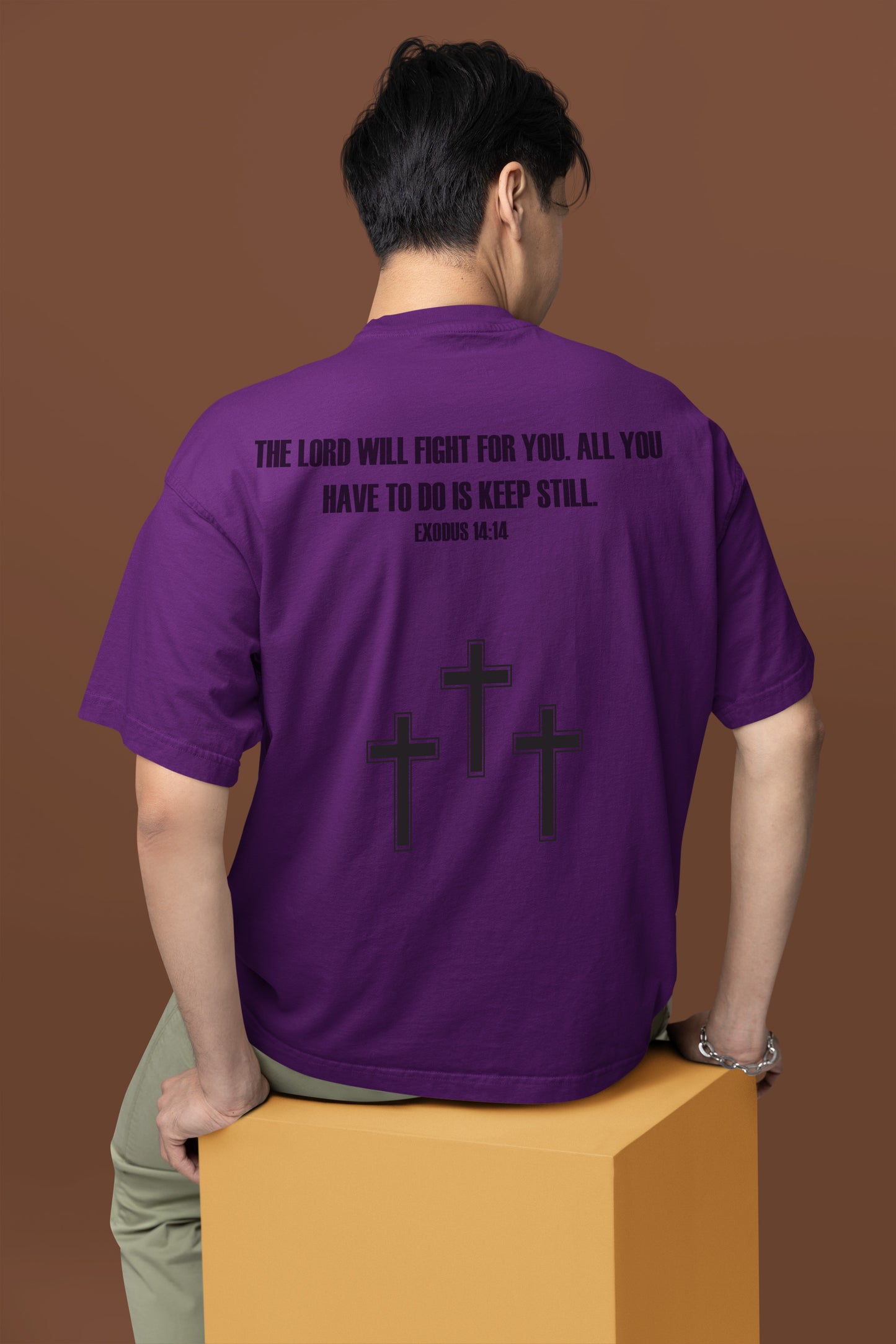 Mens Oversized Faith Community Deep Purple